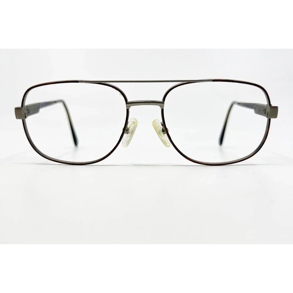 Safilo Elasta Eyeglass Frames Mens Gray Silver Aviator Double Bridge 57-18-145